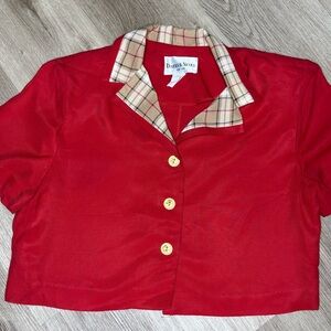 Danny & Nicole Red Blazer with Plaid Collar